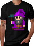 Pixel Art Wizard Black T-Shirt