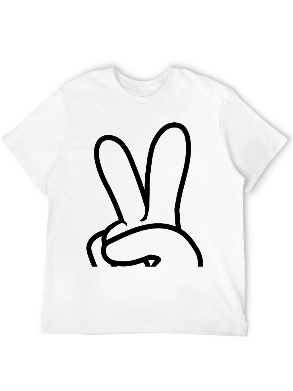 Black Bunny Peace Sign Graphic T-Shirt