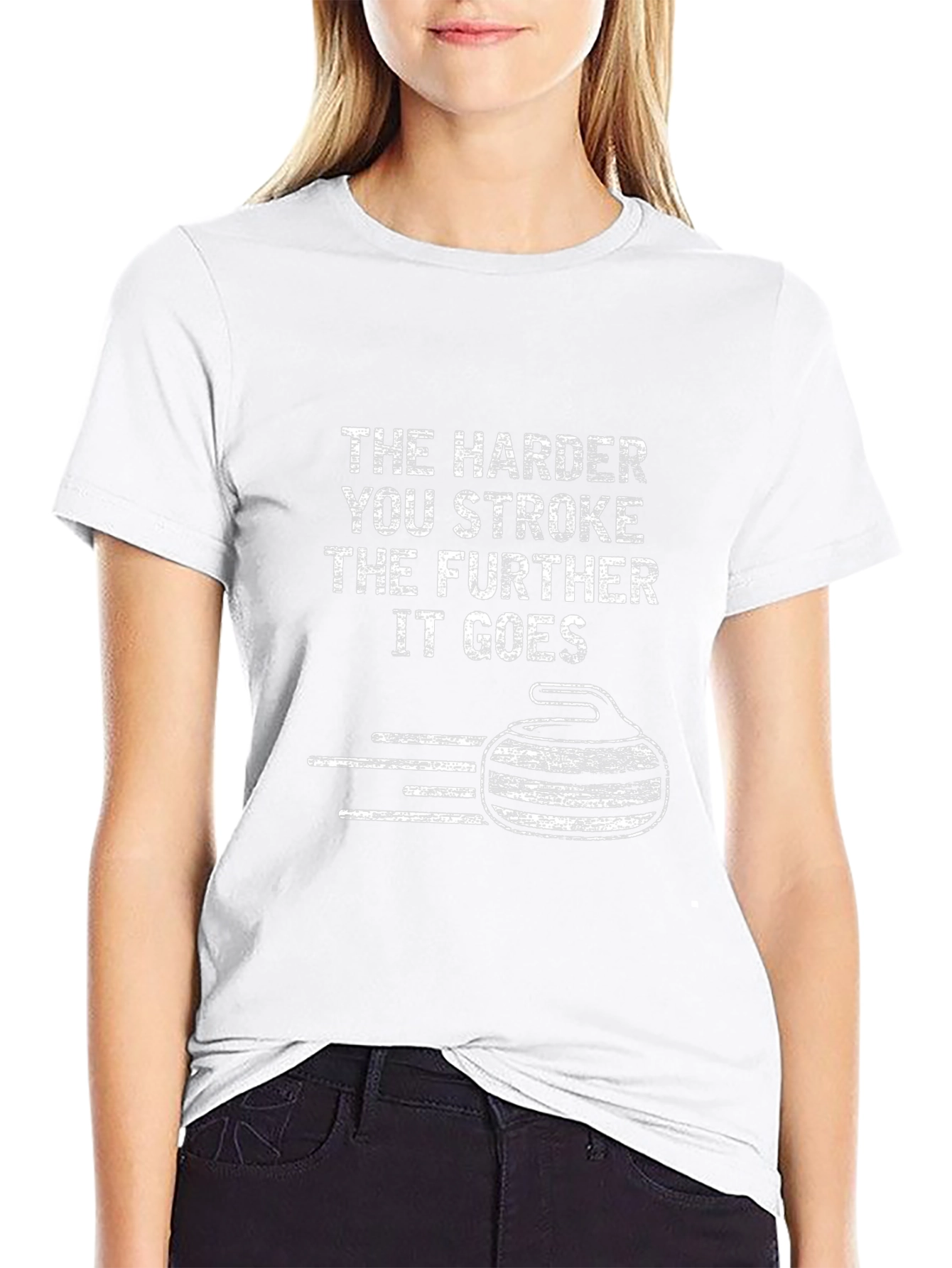 Funny Curling T-Shirt - The Harder You Stroke