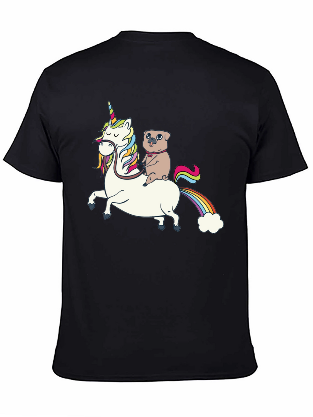 Pug Riding Unicorn Graphic T-Shirt