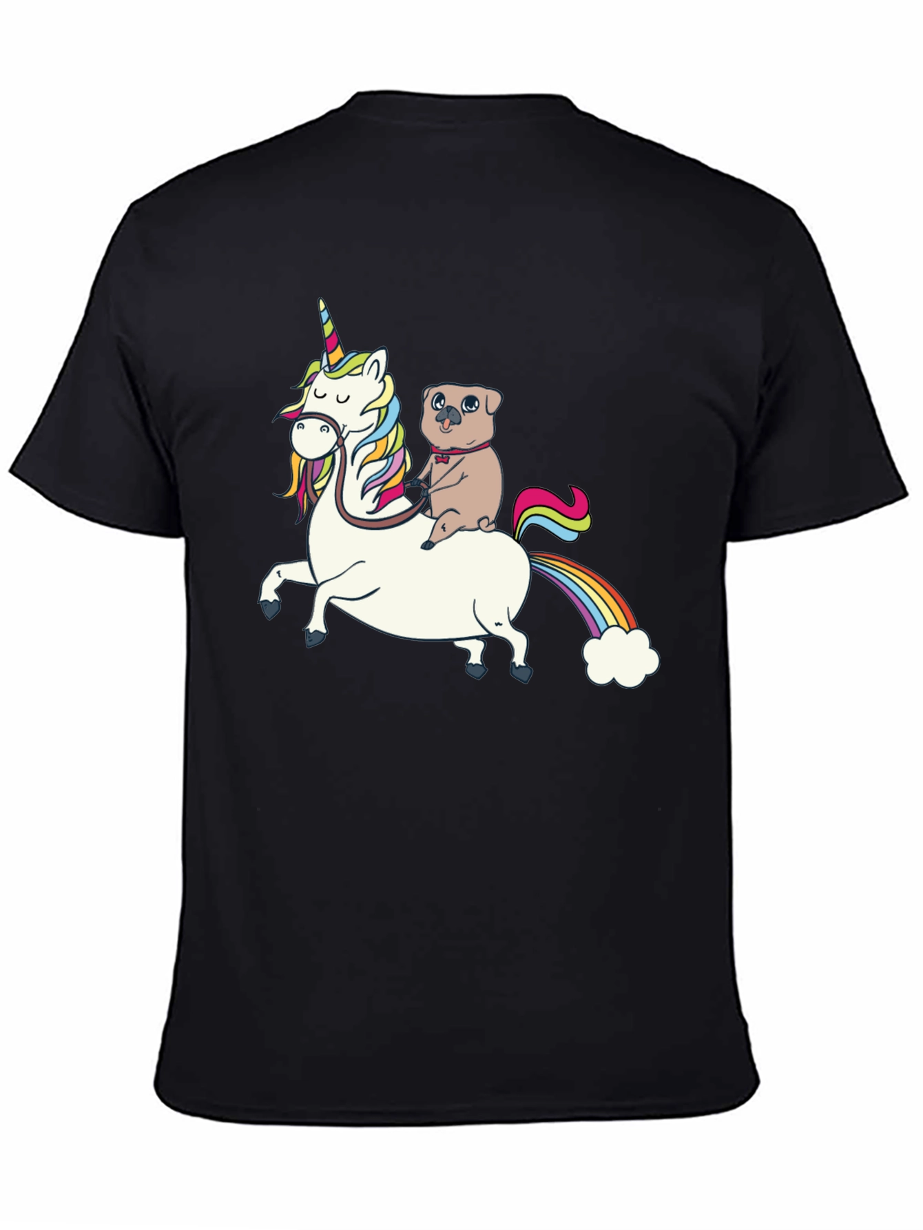 Pug Riding Unicorn Graphic T-Shirt