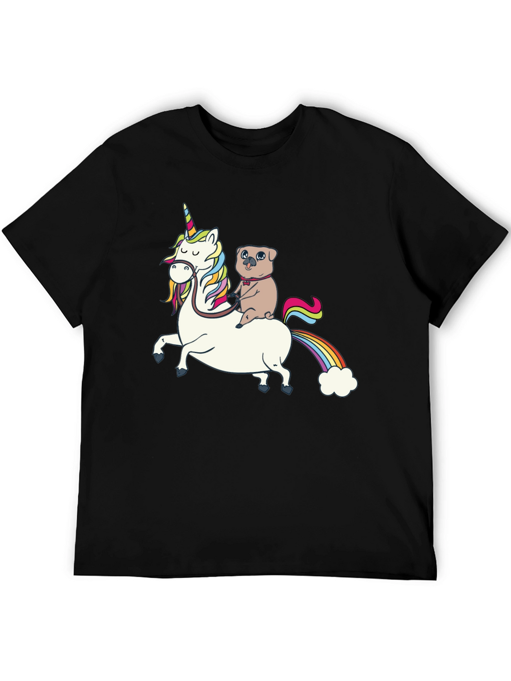 Pug Riding Unicorn Graphic T-Shirt