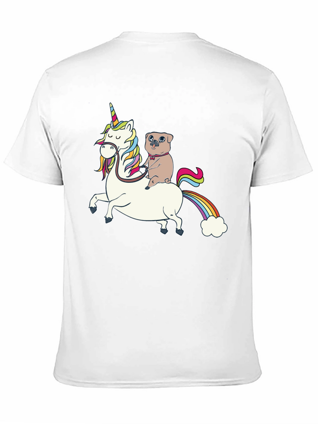 Pug Riding Unicorn Graphic T-Shirt