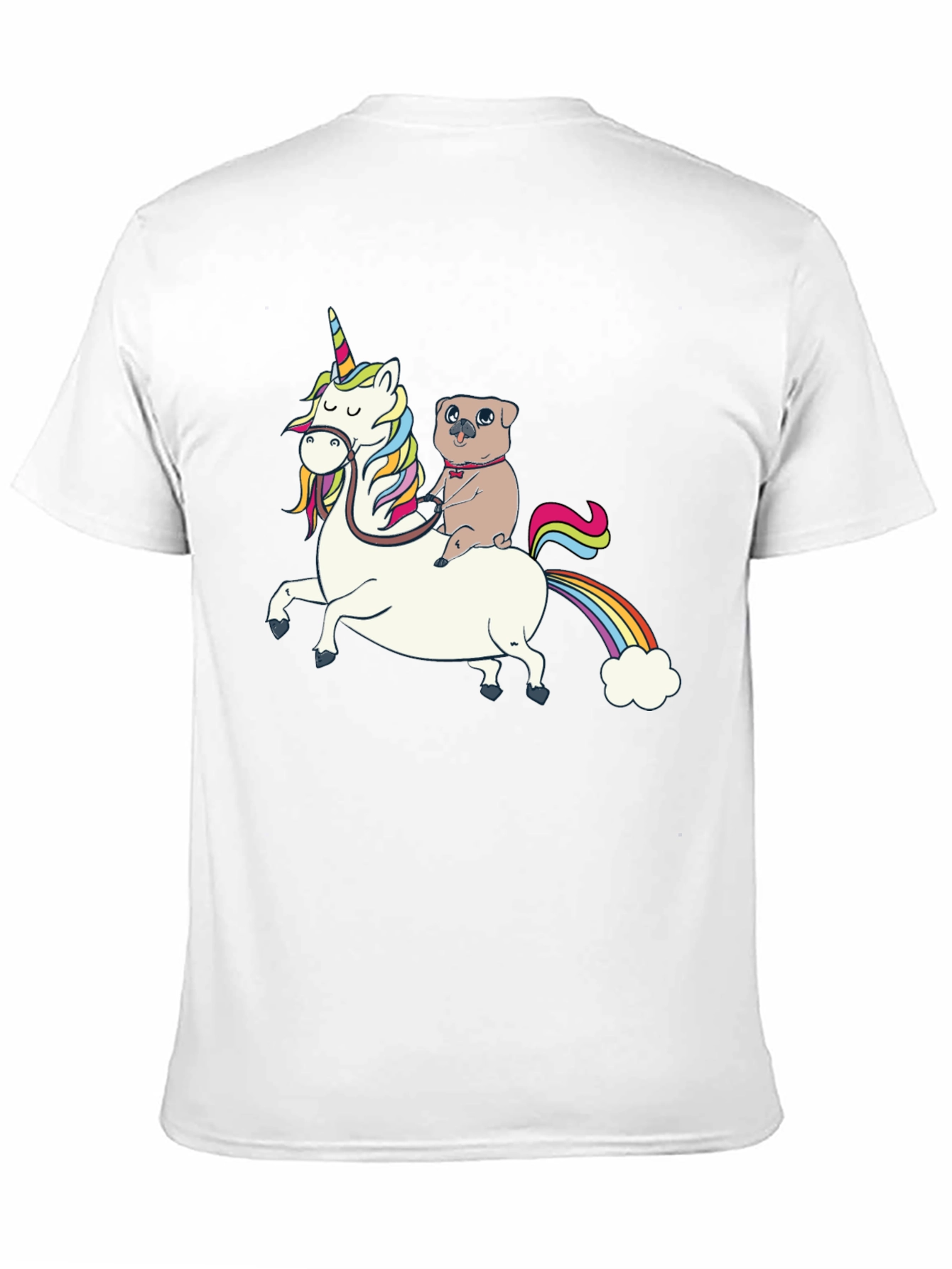 Pug Riding Unicorn Graphic T-Shirt