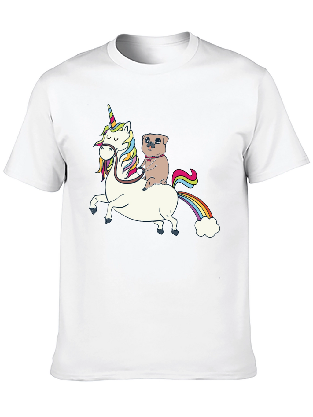 Pug Riding Unicorn Graphic T-Shirt