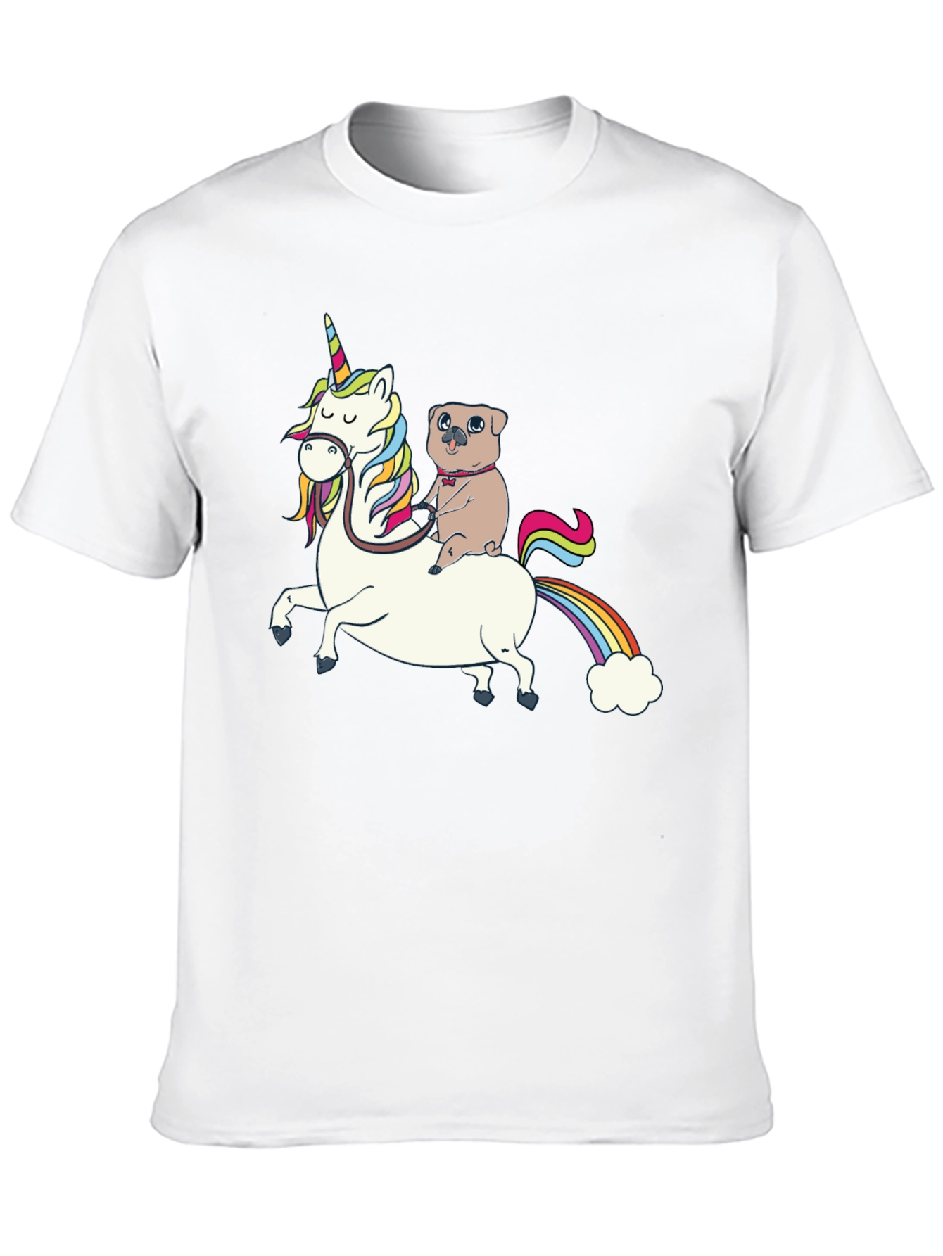 Pug Riding Unicorn Graphic T-Shirt