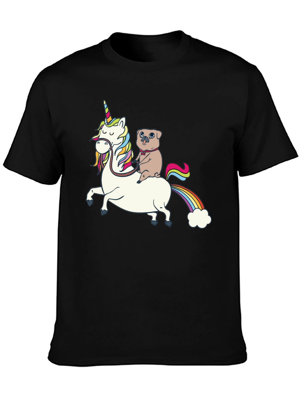 Pug Riding Unicorn Graphic T-Shirt