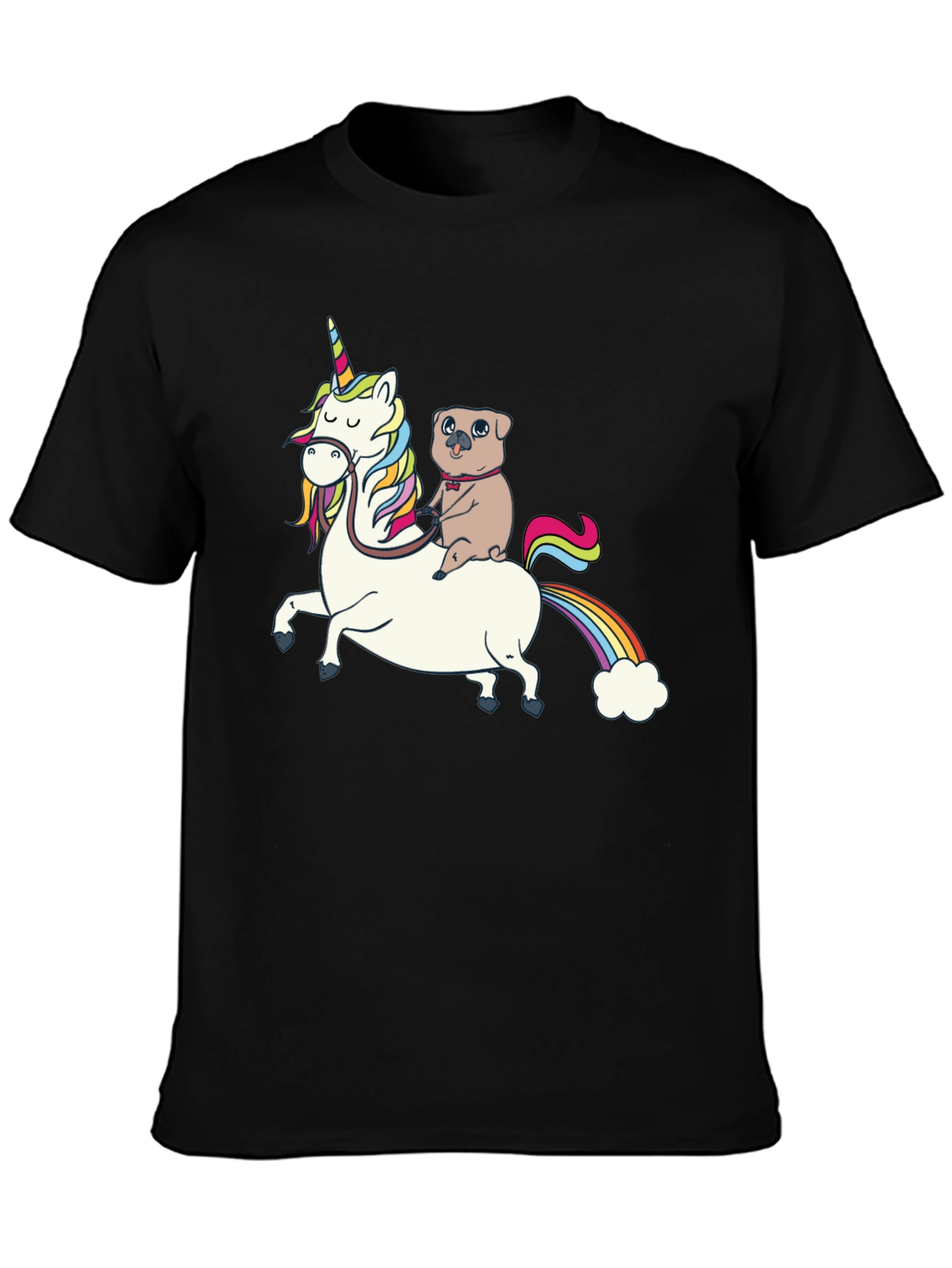 Pug Riding Unicorn Graphic T-Shirt