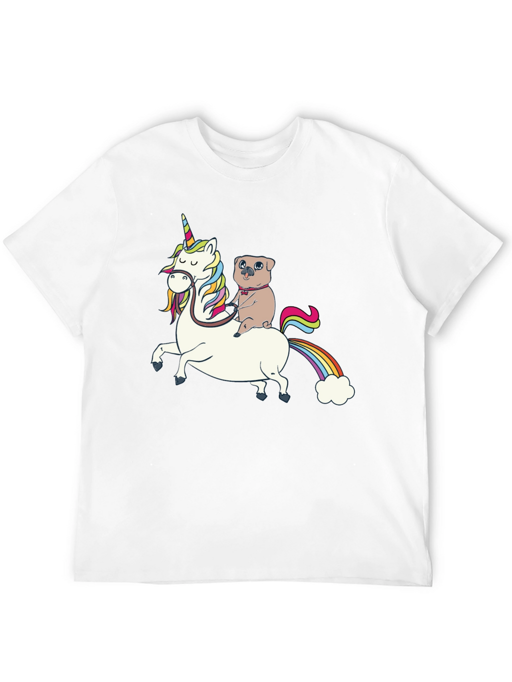 Pug Riding Unicorn Graphic T-Shirt