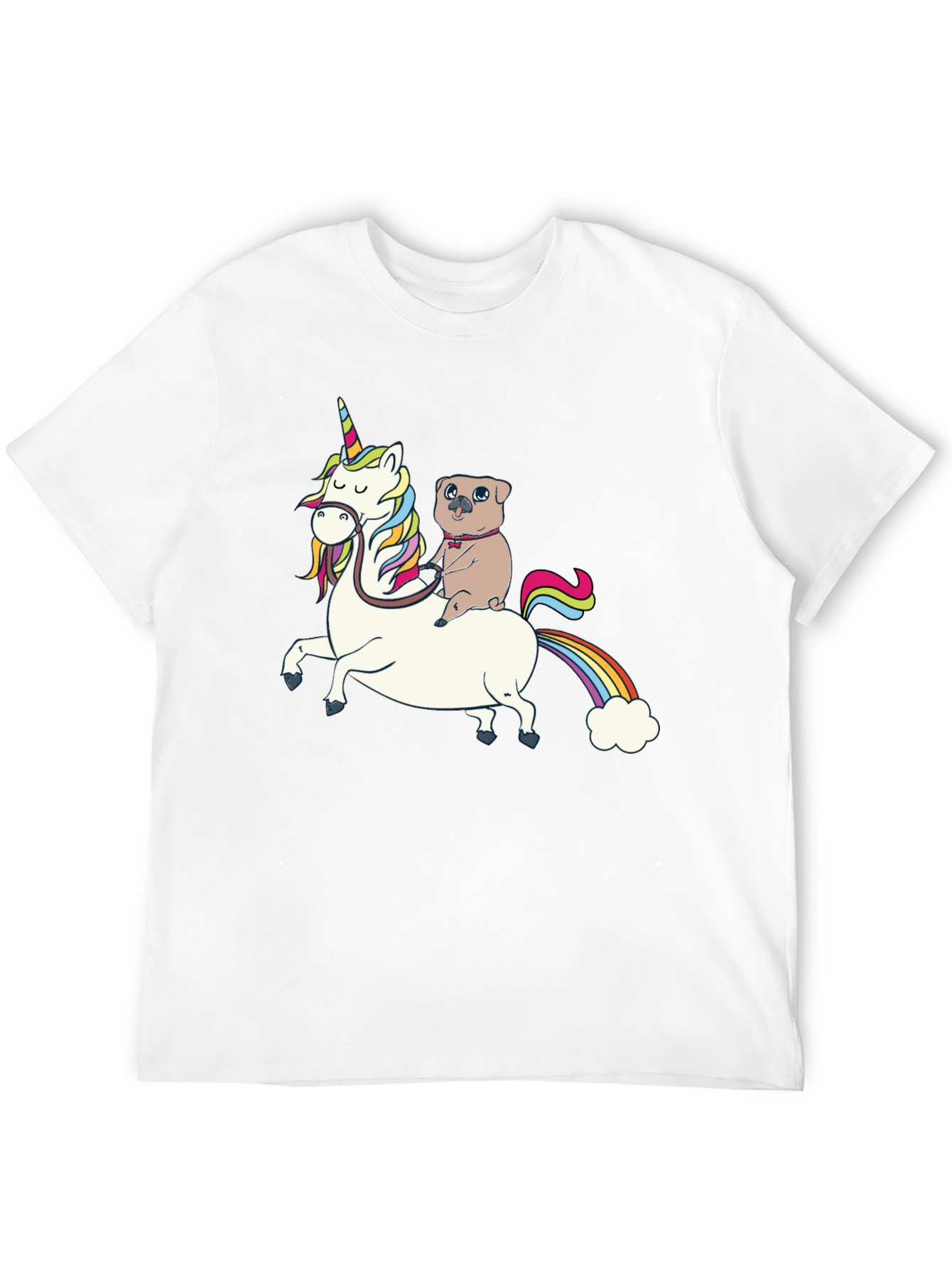Pug Riding Unicorn Graphic T-Shirt