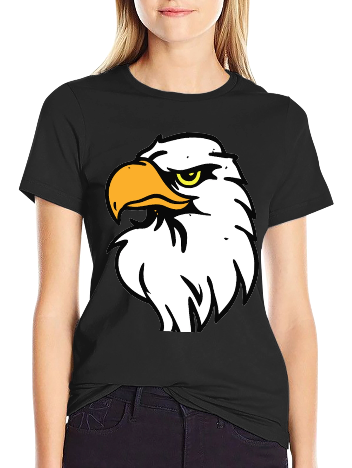 Bold Eagle Graphic Tee - Black Cotton Blend Comfort Fit