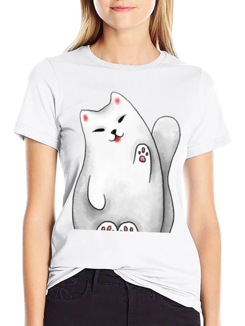 Lucky Cat Graphic Tee - Cute Cartoon Style