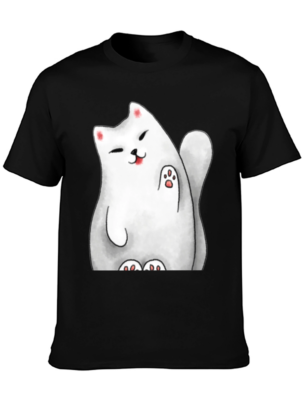 Lucky Cat Graphic Tee - Cute Cartoon Style