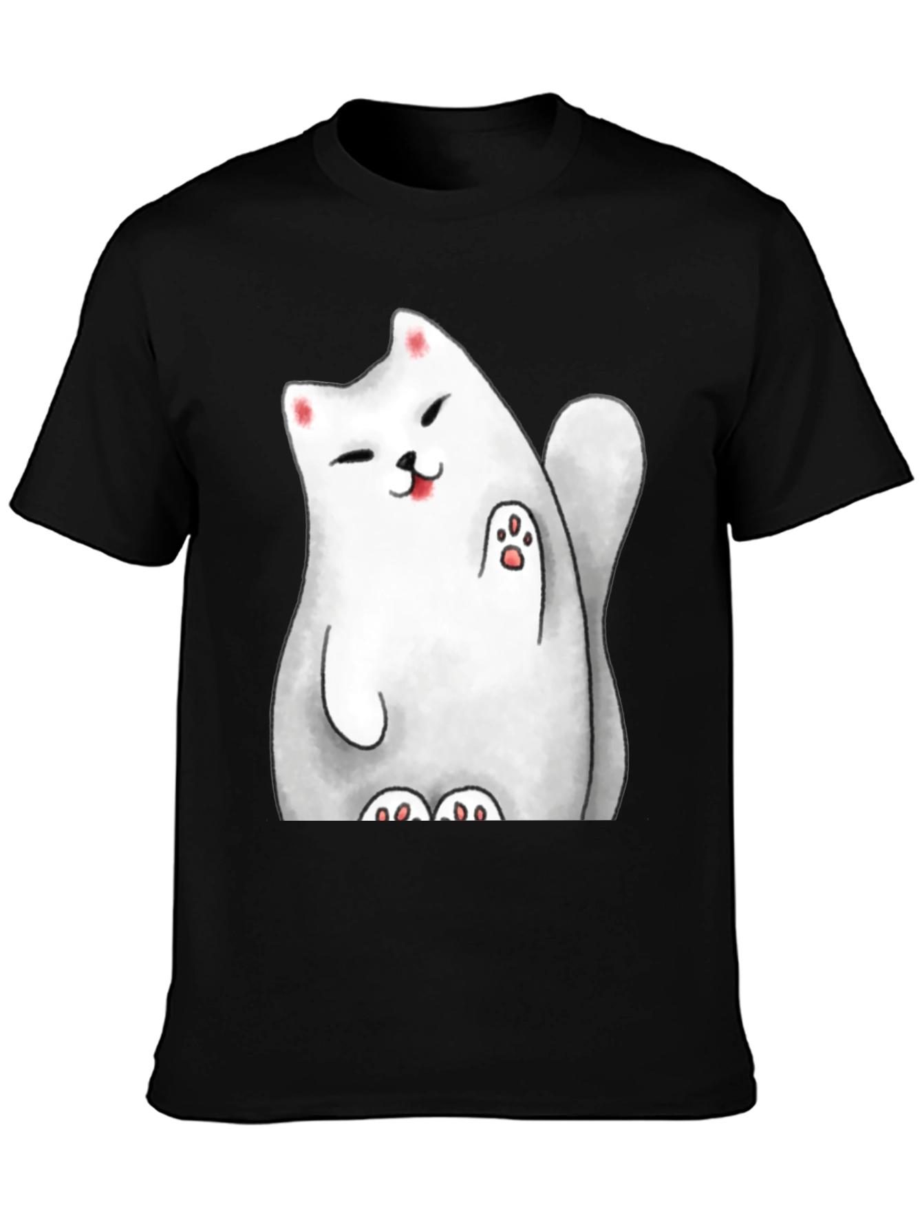 Lucky Cat Graphic Tee - Cute Cartoon Style