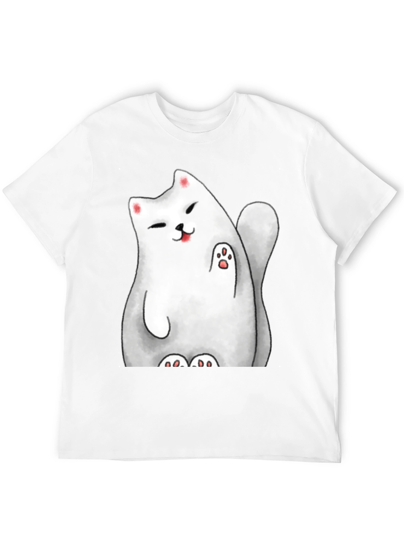 Lucky Cat Graphic Tee - Cute Cartoon Style
