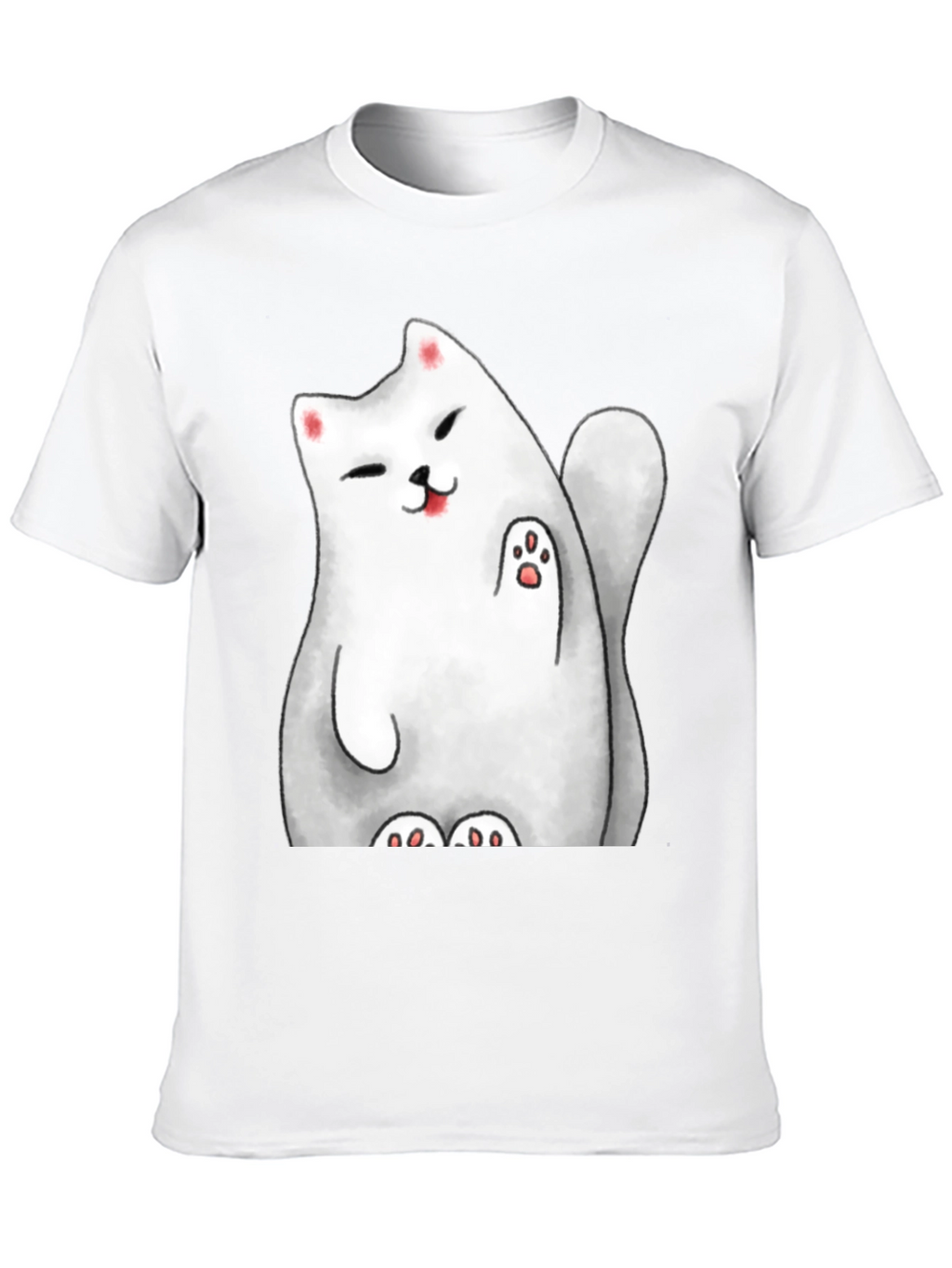 Lucky Cat Graphic Tee - Cute Cartoon Style