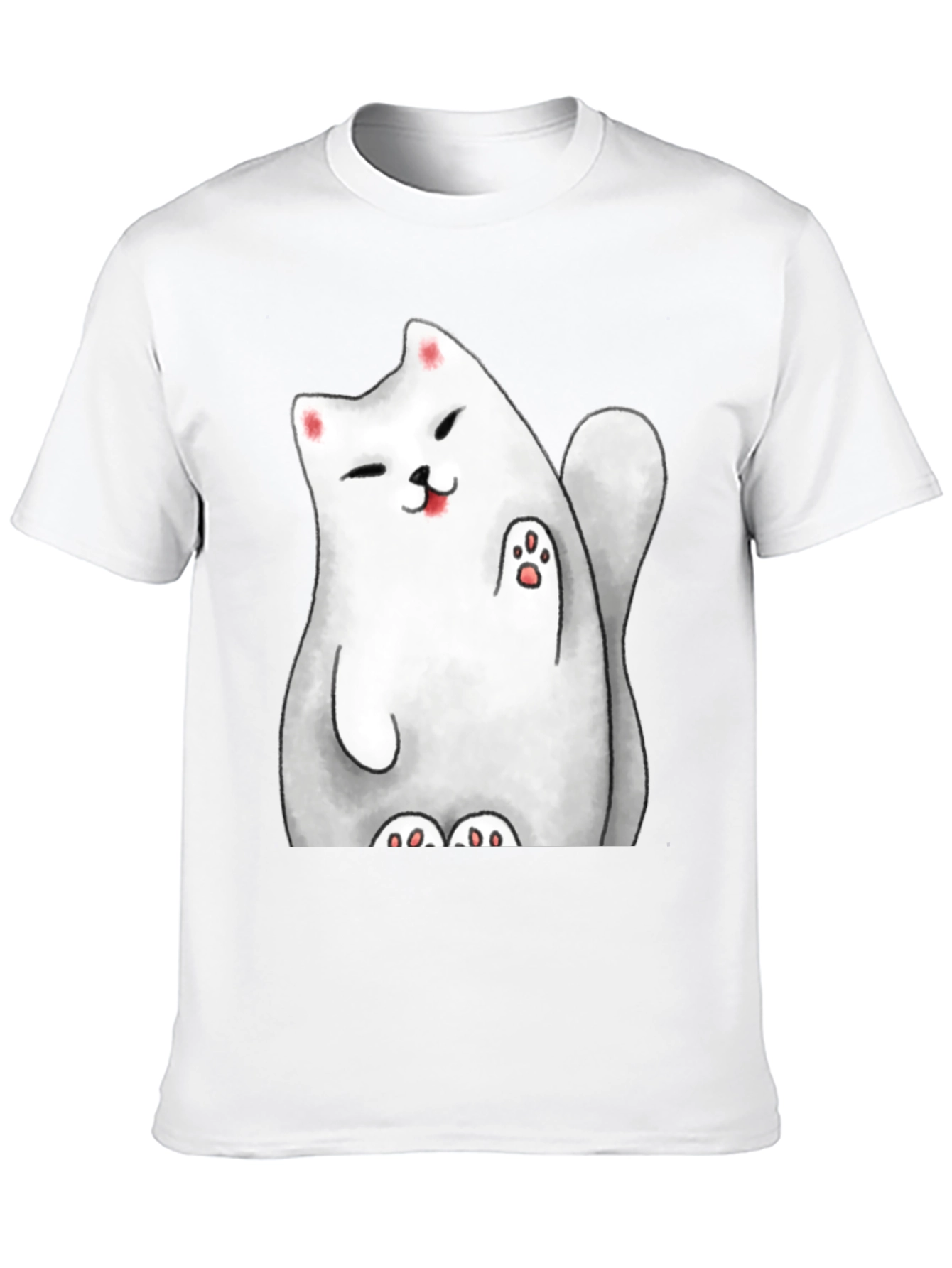 Lucky Cat Graphic Tee - Cute Cartoon Style