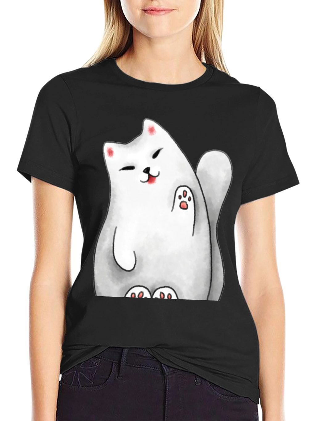 Lucky Cat Graphic Tee - Cute Cartoon Style