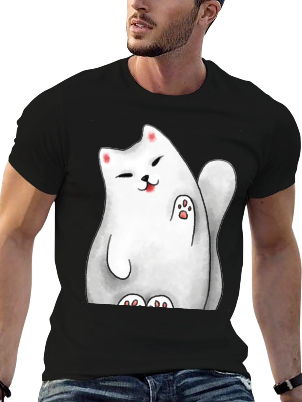 Lucky Cat Graphic Tee - Cute Cartoon Style