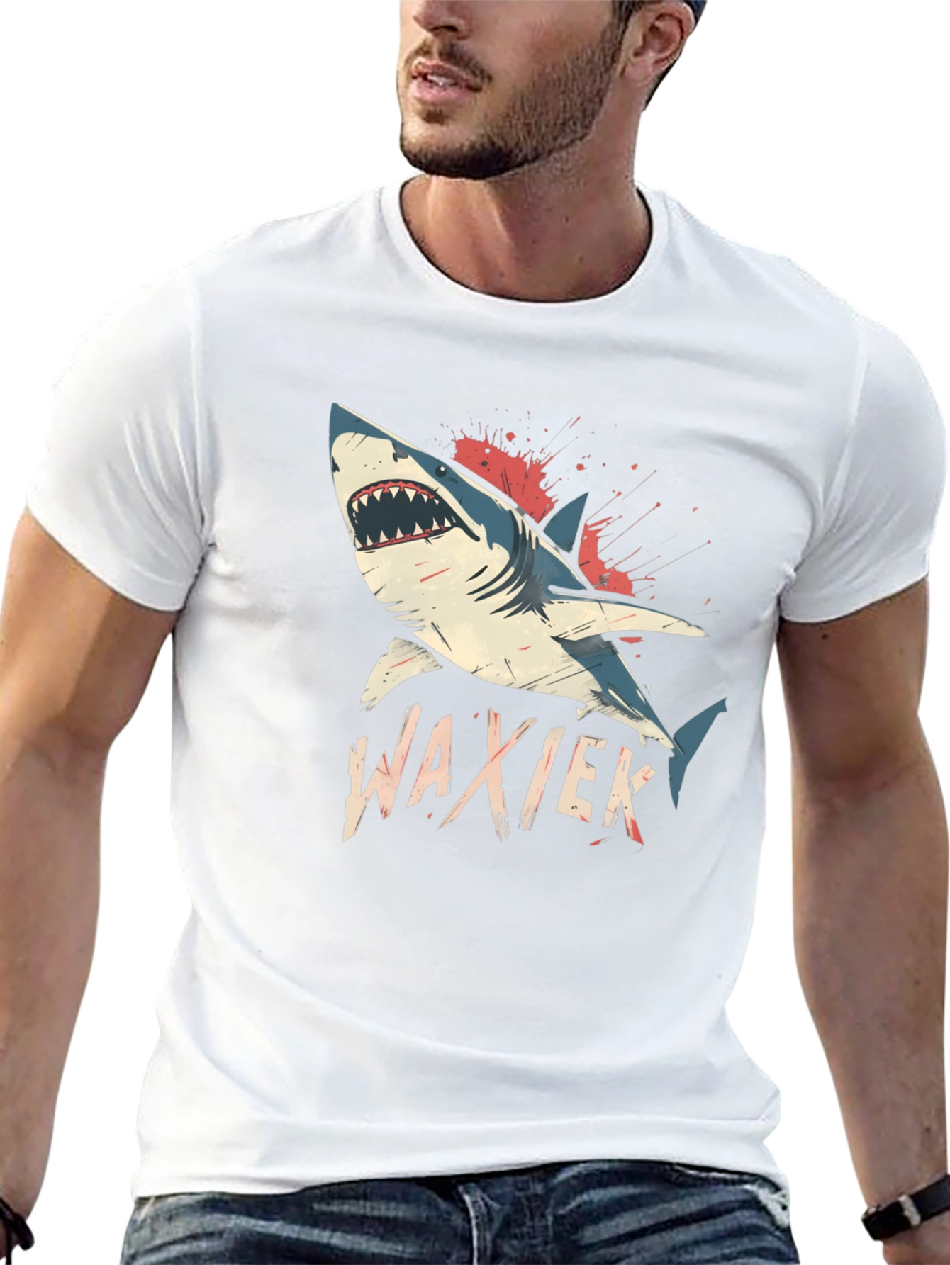 Shark Attack Black T-Shirt - WAXIEK