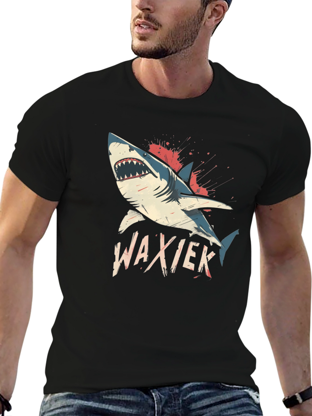 Shark Attack Black T-Shirt - WAXIEK