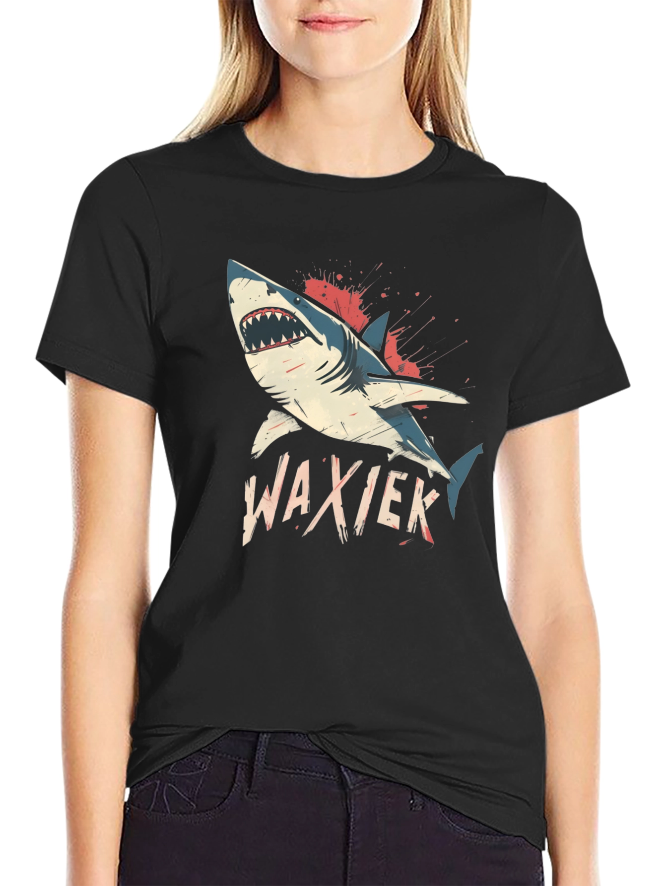 Shark Attack Black T-Shirt - WAXIEK