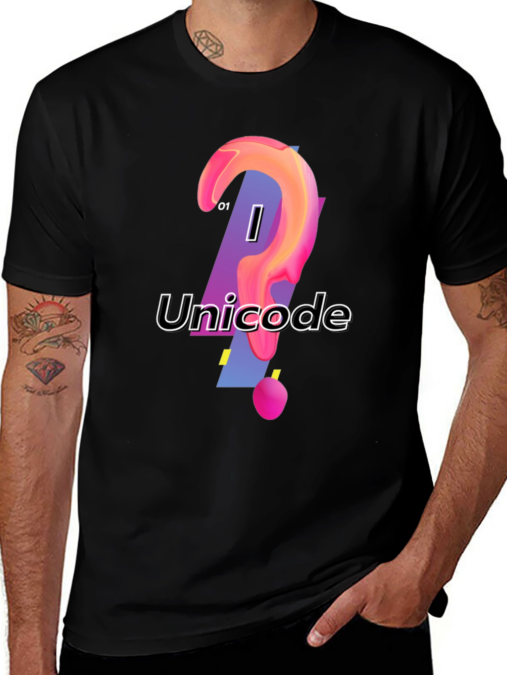 Unicode Graphic Print Black T-Shirt