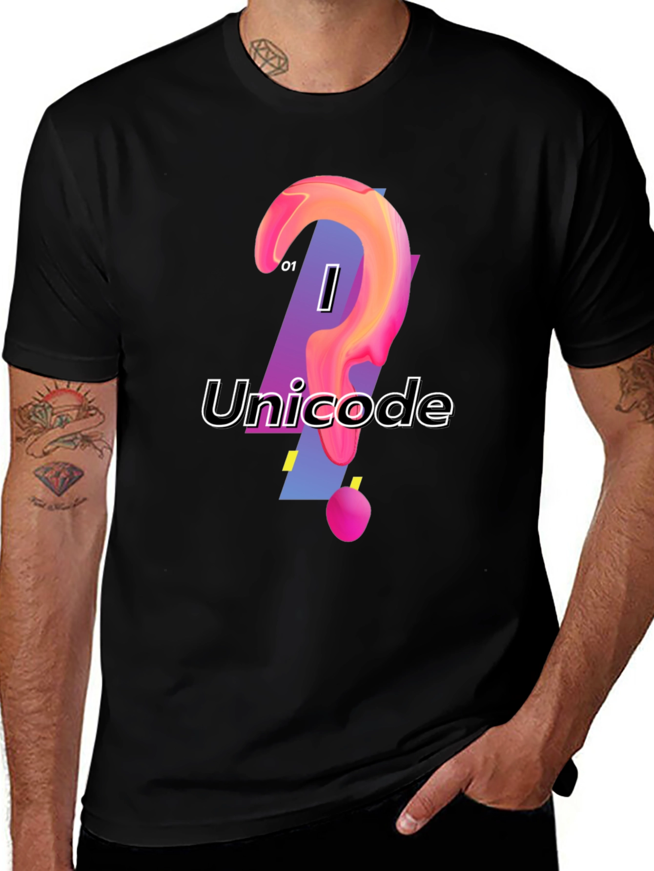 Unicode Graphic Print Black T-Shirt