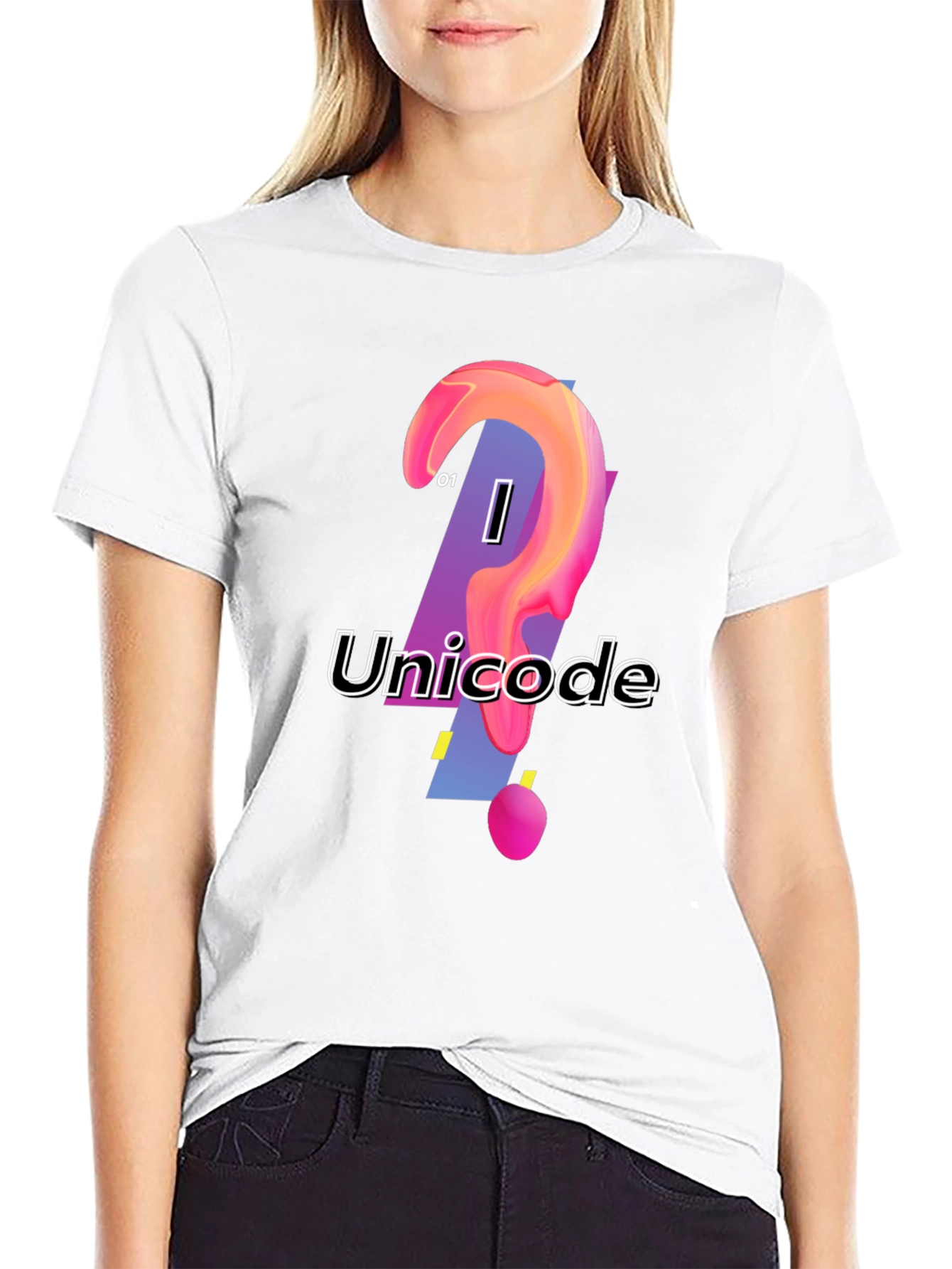 Unicode Graphic Print Black T-Shirt