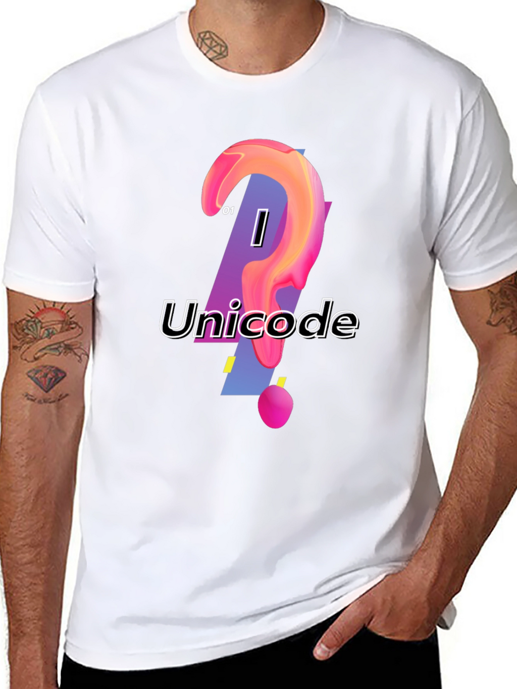 Unicode Graphic Print Black T-Shirt