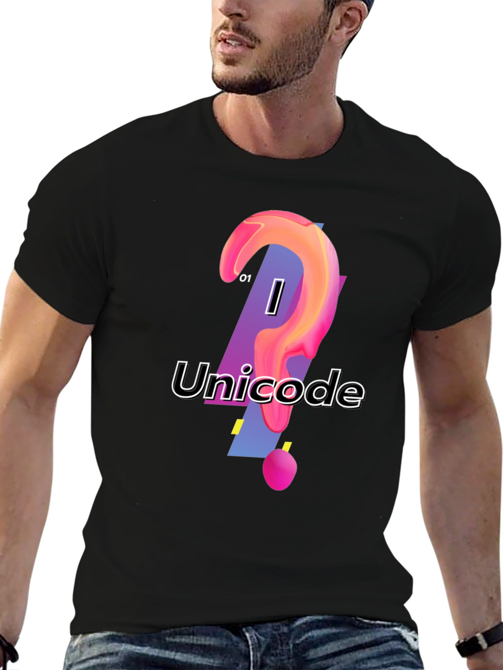 Unicode Graphic Print Black T-Shirt