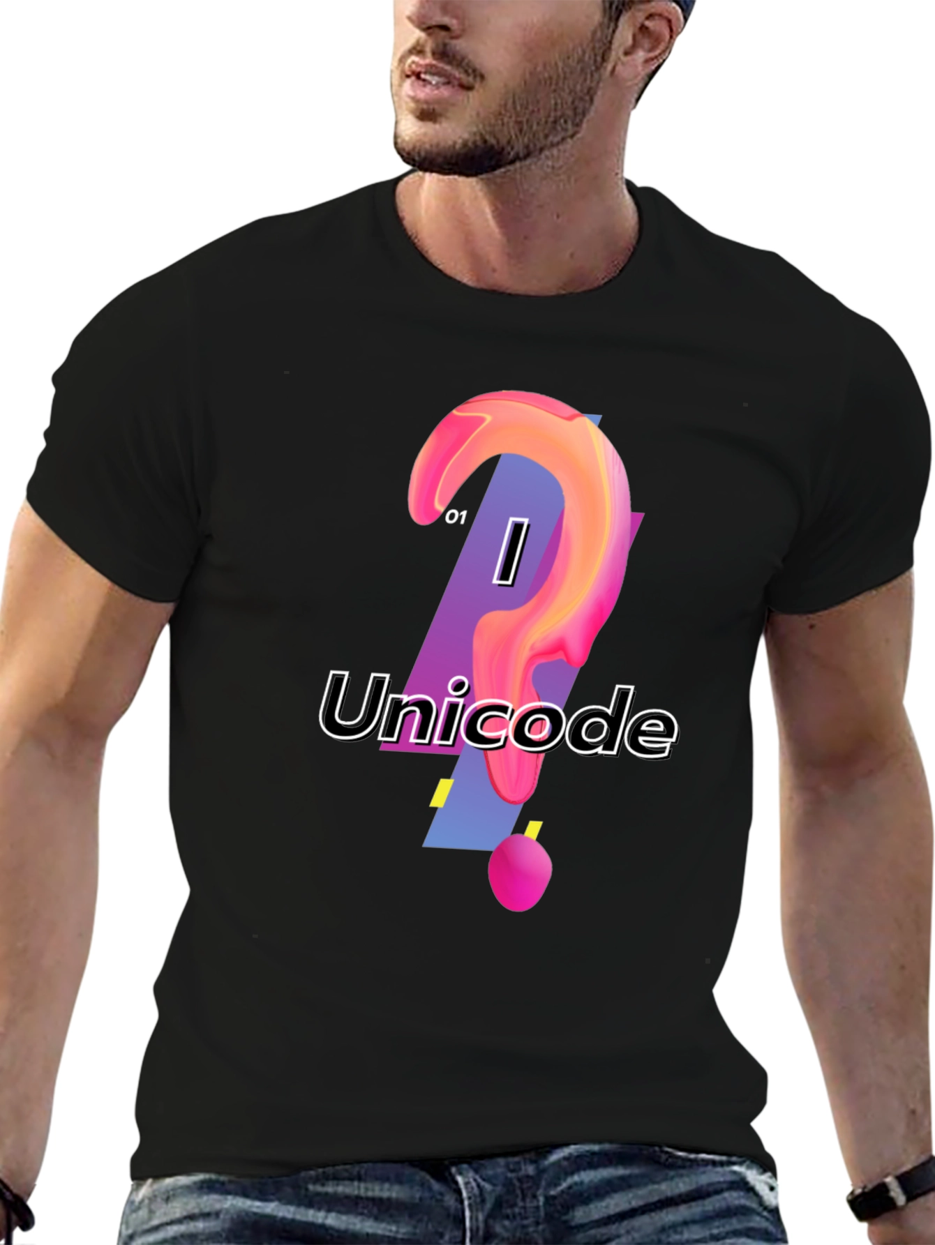 Unicode Graphic Print Black T-Shirt