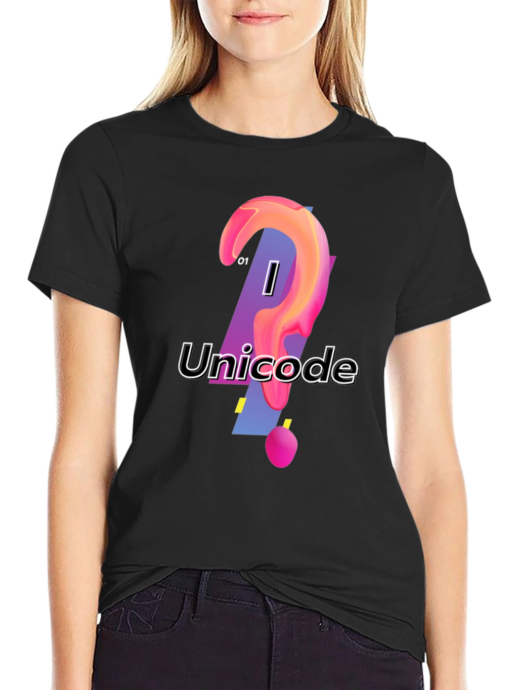 Unicode Graphic Print Black T-Shirt