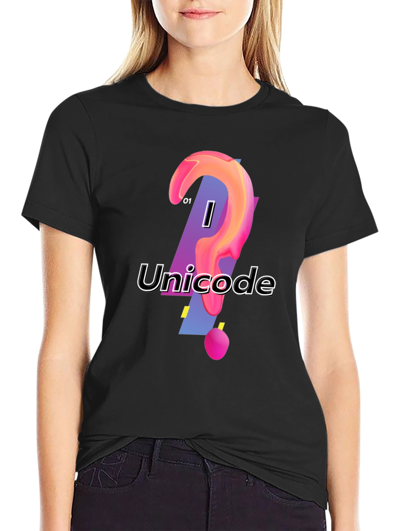 Unicode Graphic Print Black T-Shirt