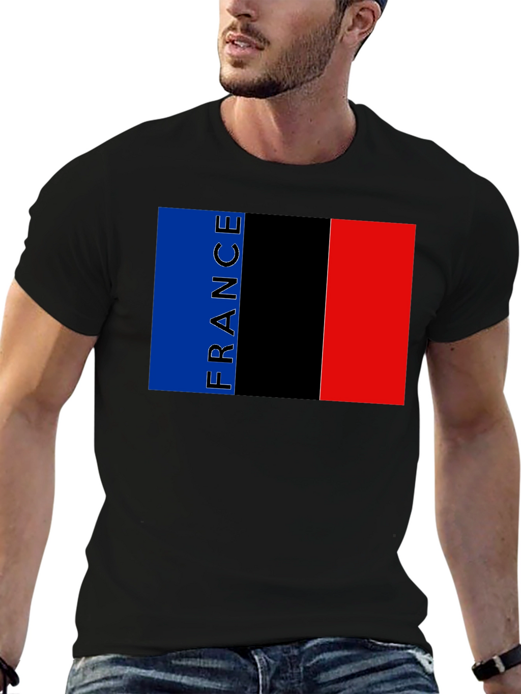France Flag Graphic Black T-Shirt