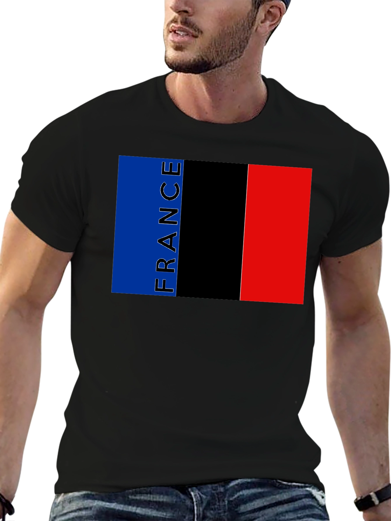 France Flag Graphic Black T-Shirt