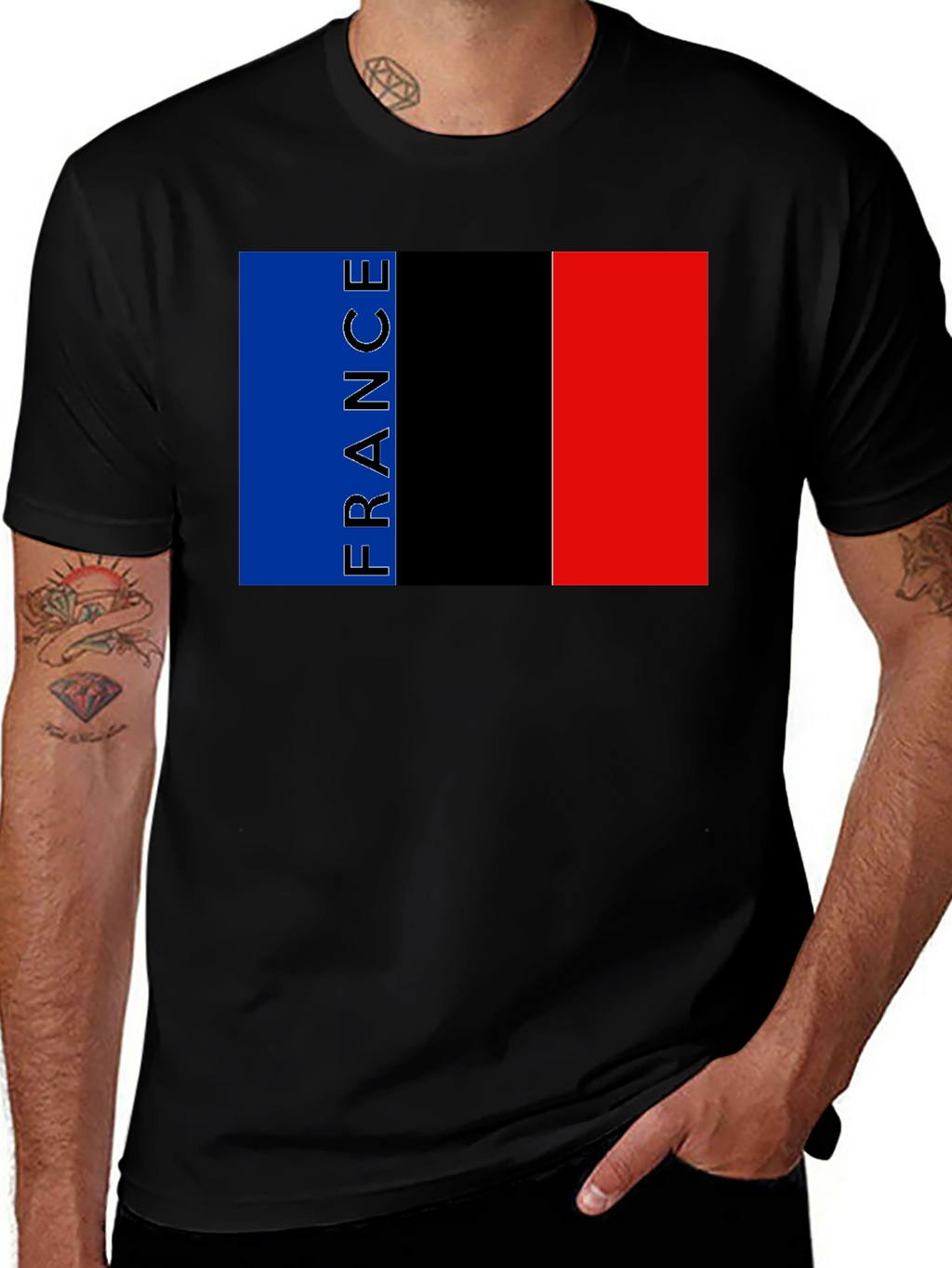 France Flag Graphic Black T-Shirt
