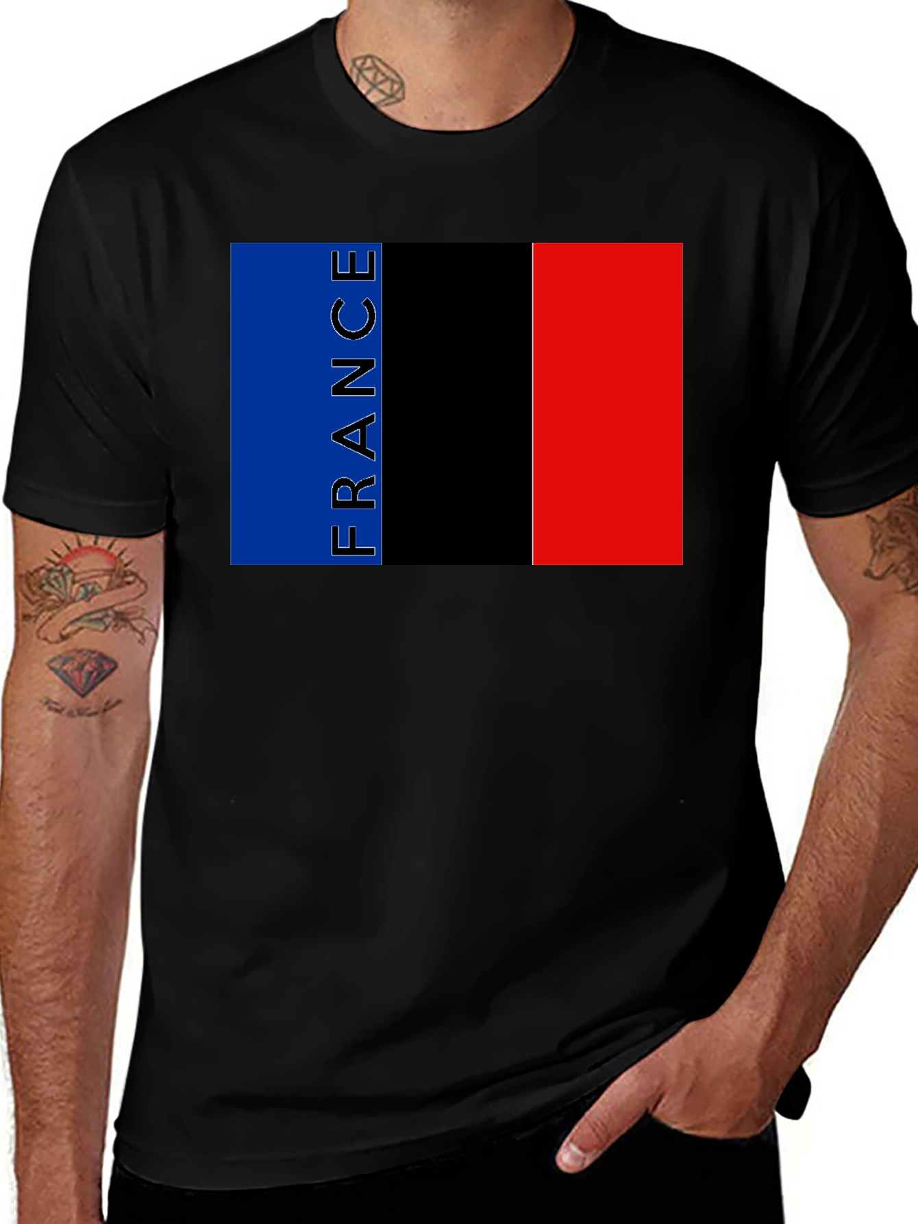 France Flag Graphic Black T-Shirt
