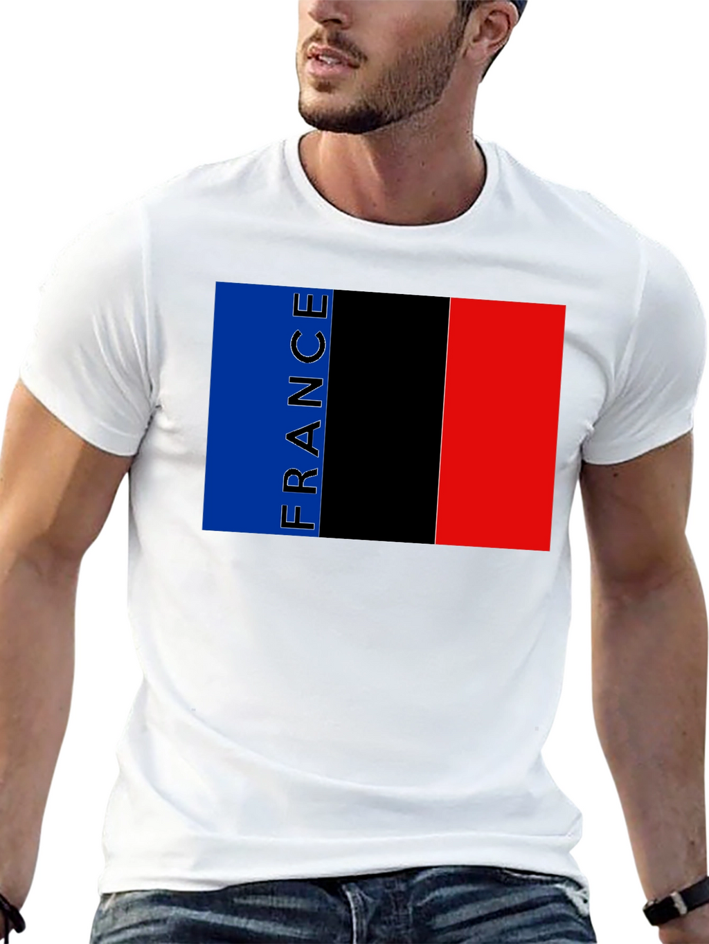 France Flag Graphic Black T-Shirt