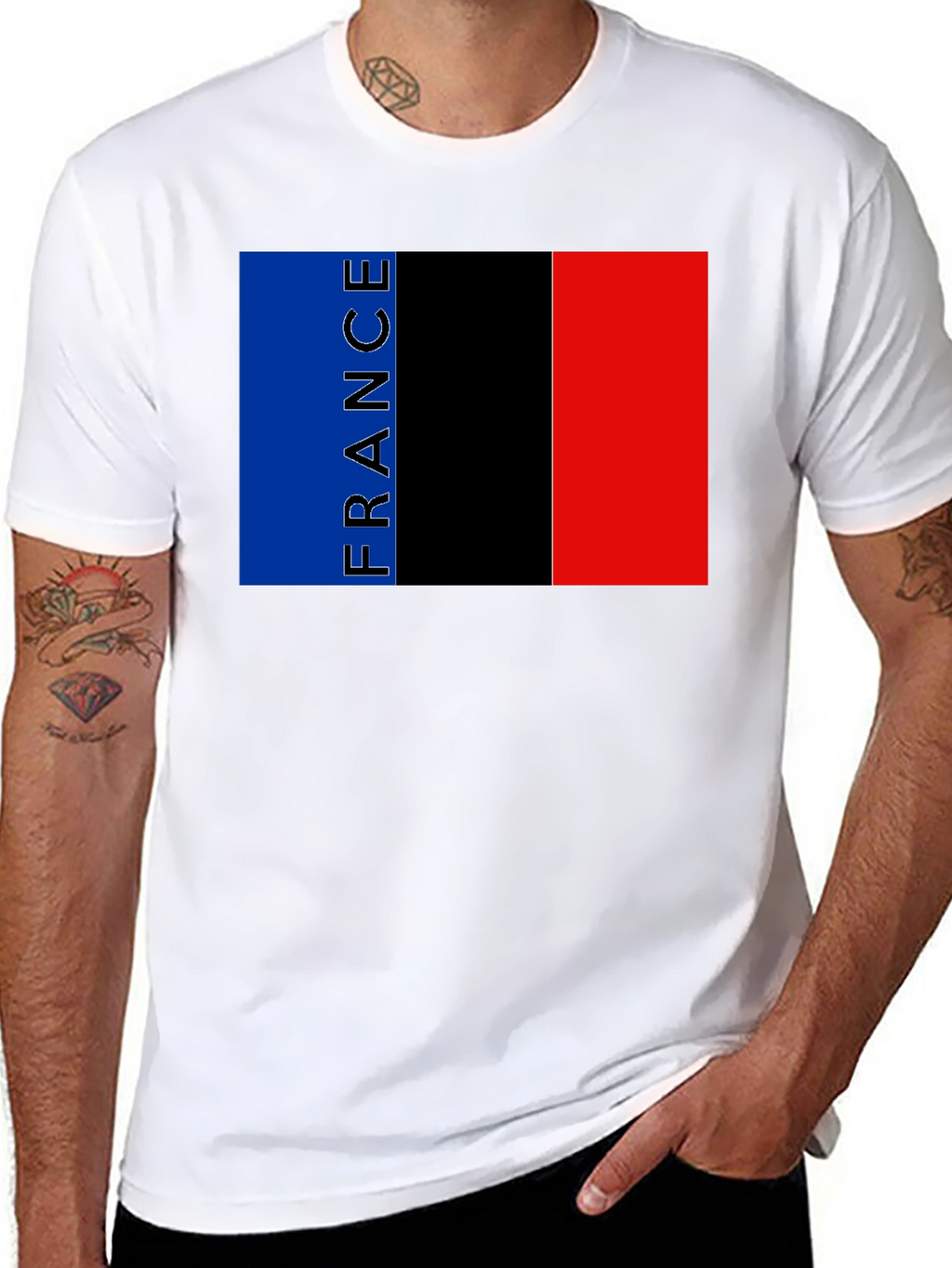 France Flag Graphic Black T-Shirt
