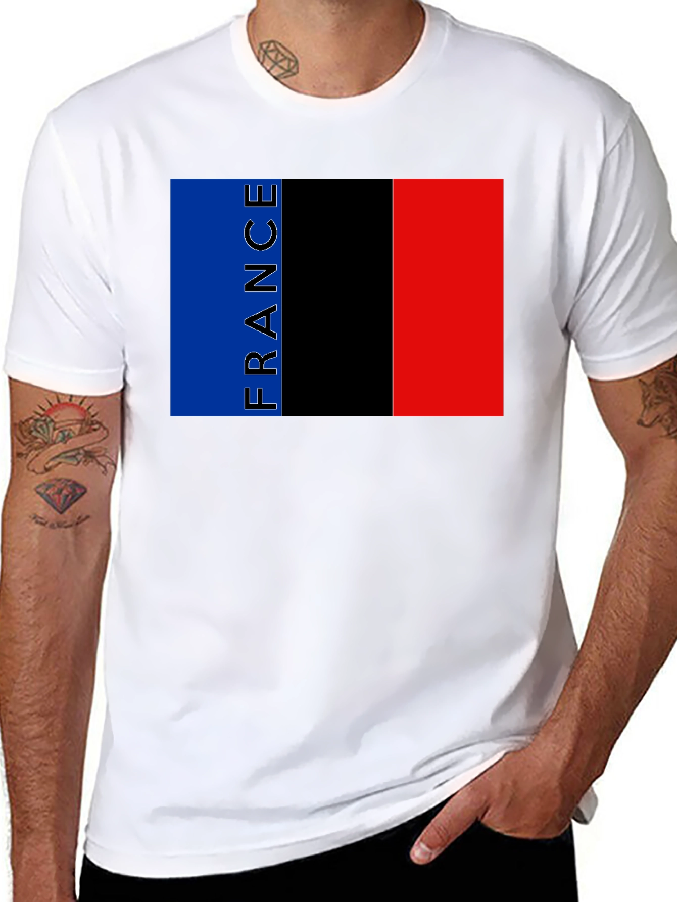 France Flag Graphic Black T-Shirt