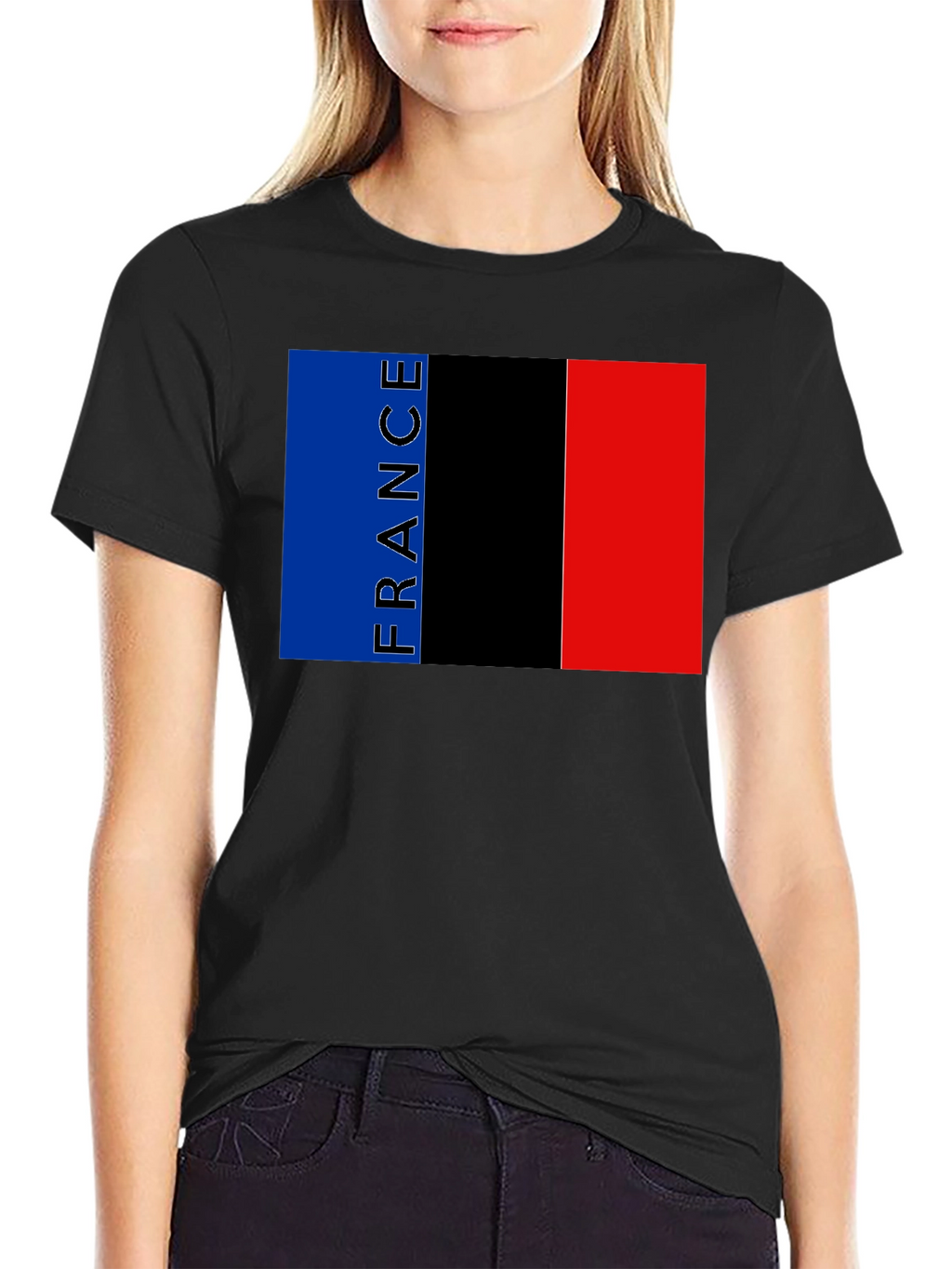 France Flag Graphic Black T-Shirt