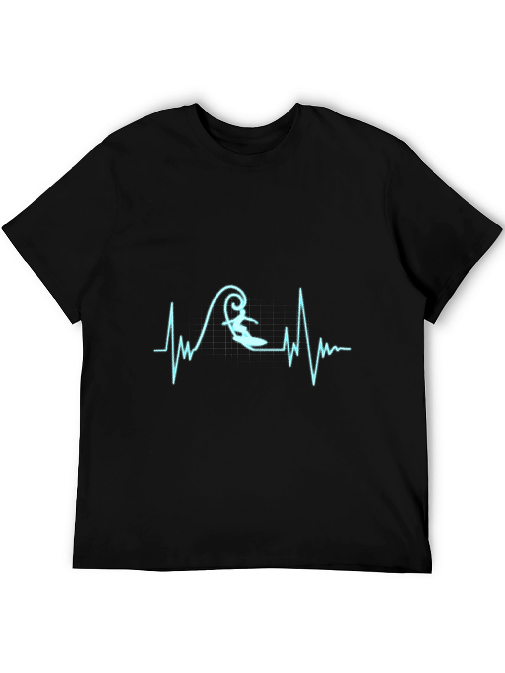 Surfing Heartbeat T-Shirt - Black Surf Life Tee