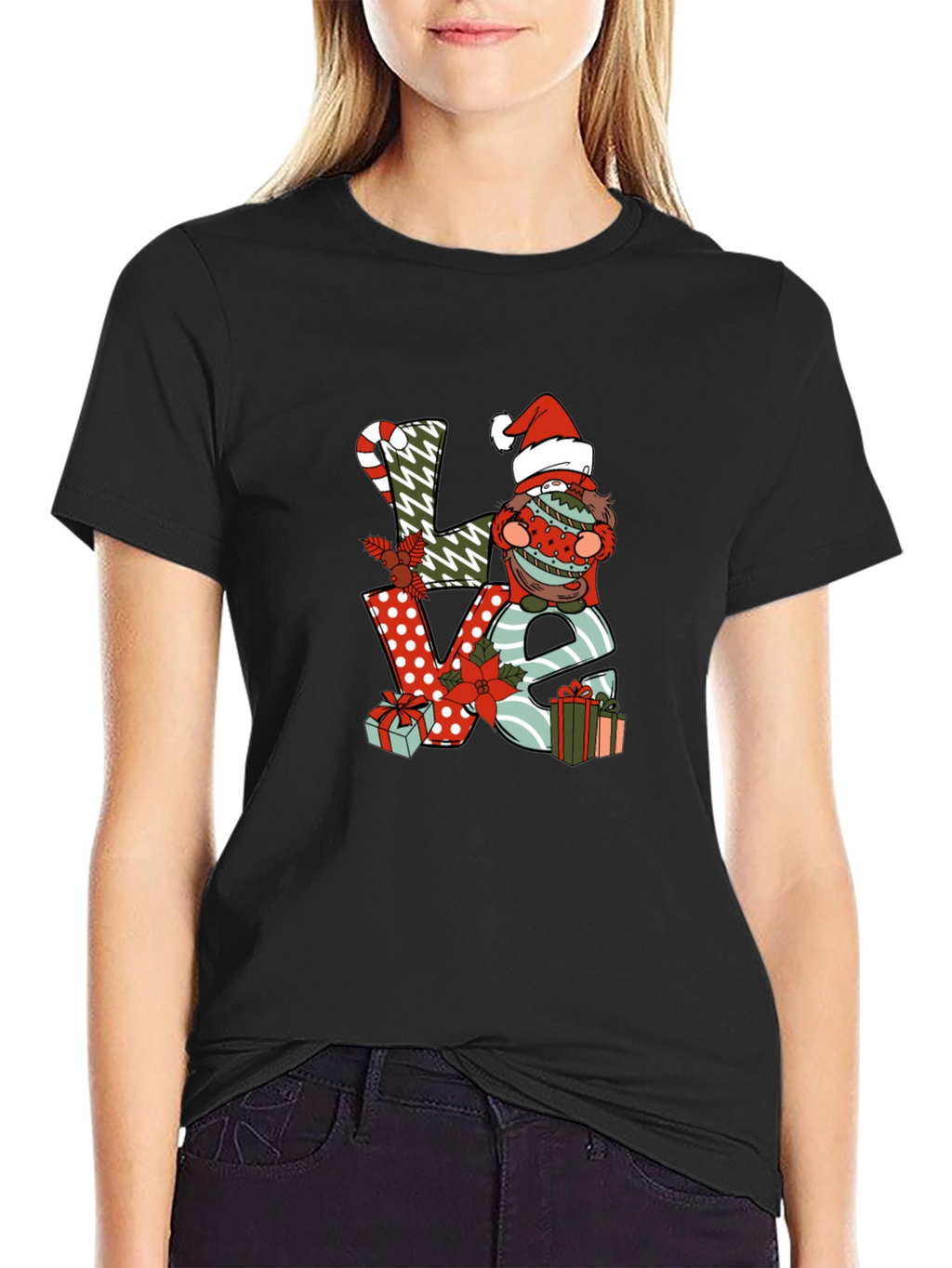 Festive Christmas Gnome LOVE T-Shirt