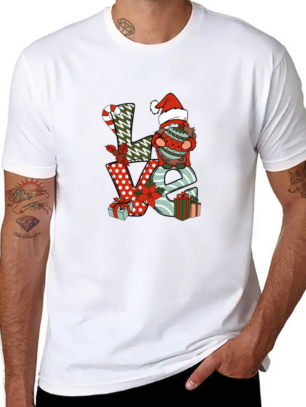 Festive Christmas Gnome LOVE T-Shirt