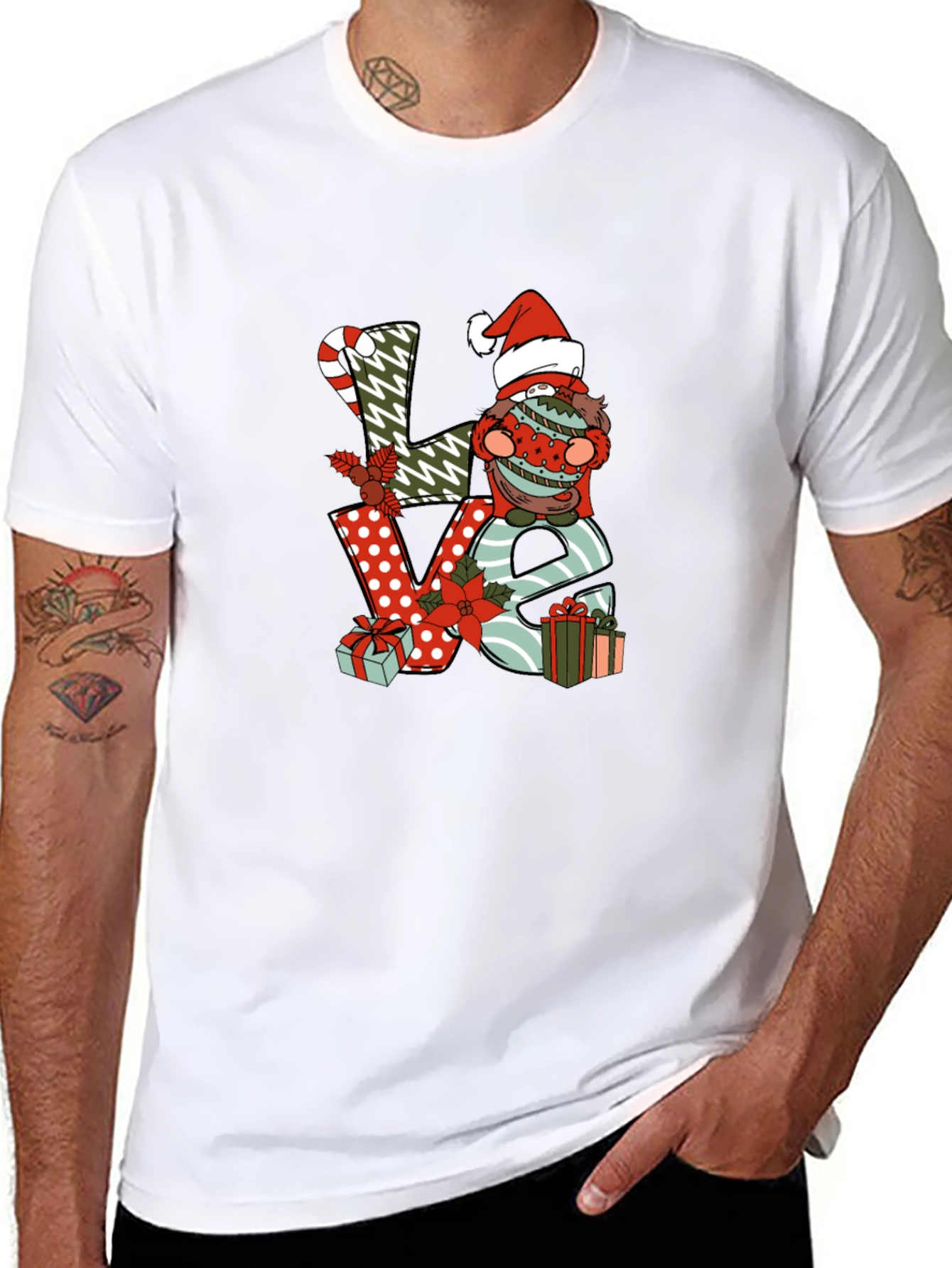 Festive Christmas Gnome LOVE T-Shirt