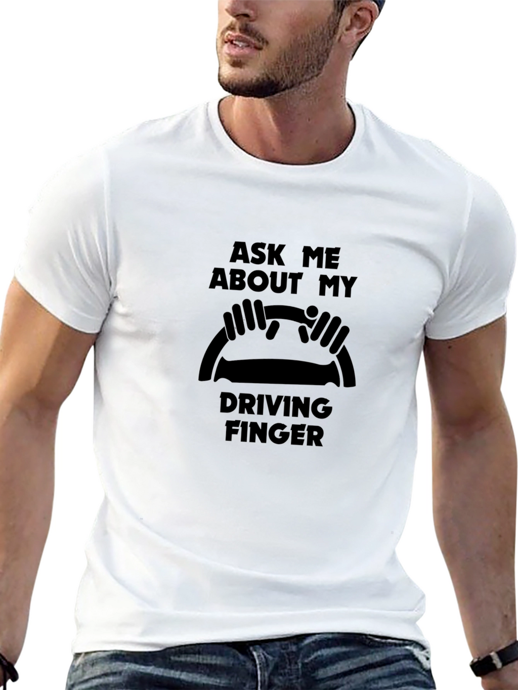Driving Finger T-Shirt - Funny Car Humor Tee