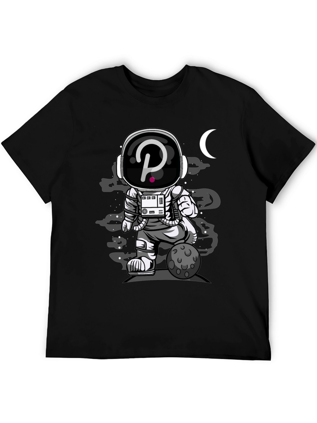 Astronaut Crypto T-Shirt - Black Cotton Graphic Tee