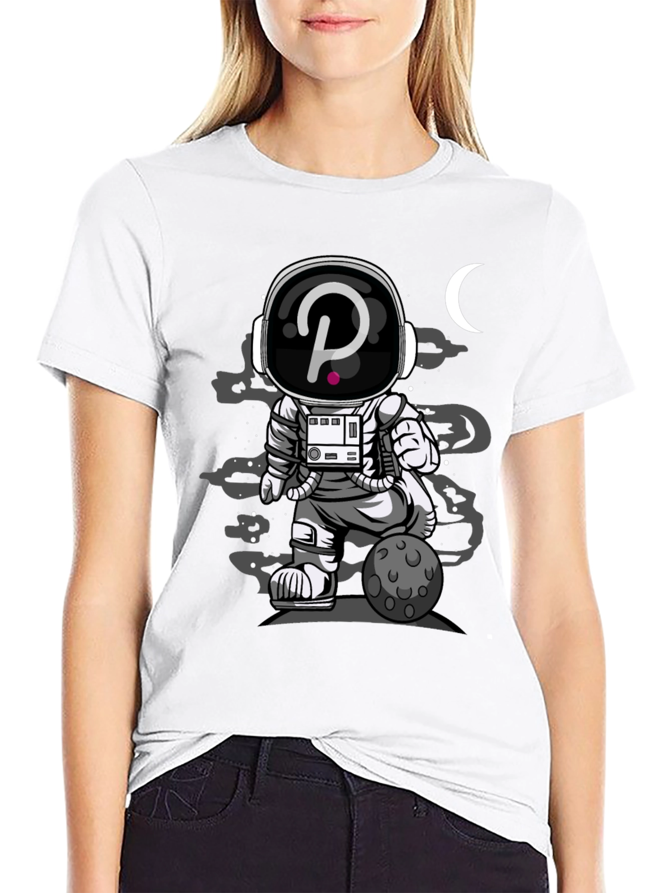 Astronaut Crypto T-Shirt - Black Cotton Graphic Tee