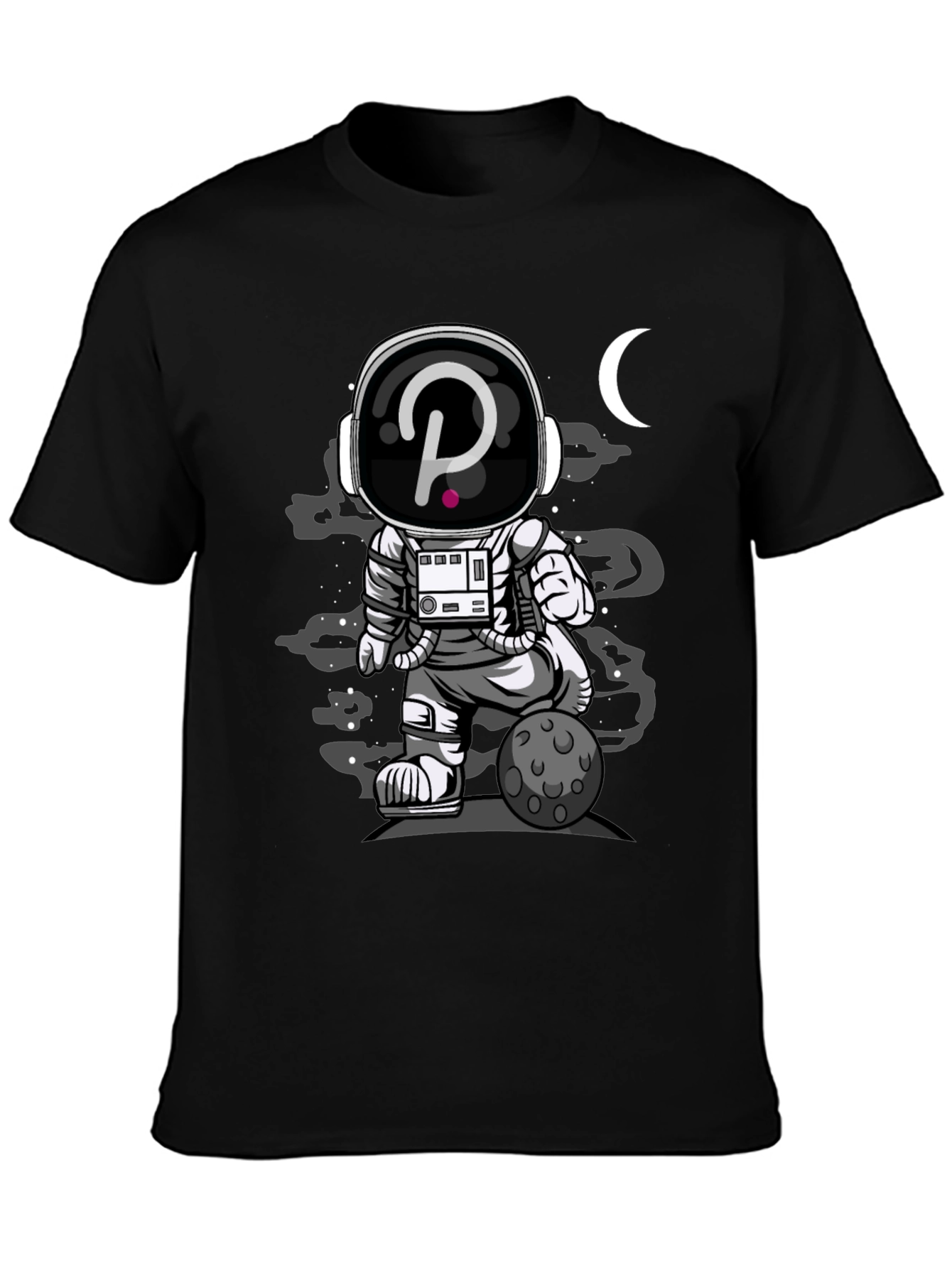 Astronaut Crypto T-Shirt - Black Cotton Graphic Tee